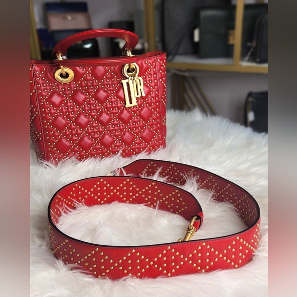 Mini Lambskin Cannage Studded Supple Lady Dior Satchel in full inclusion and COA - Picture 15 of 16
